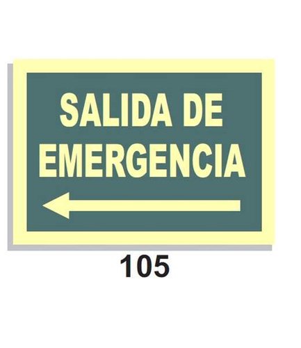 Señal Vías de Evacuación  105 Salida de Emergencia Flecha Izquierda