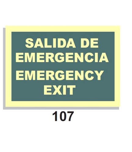 Señal Vías de Evacuación  107 Salida de Emergencia - Emergency Exit