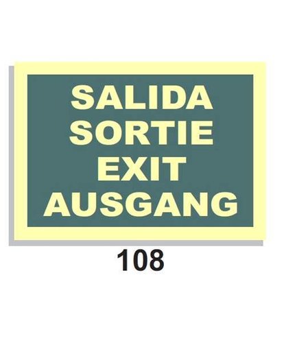 Señal Vías de Evacuación  108 Salida - Sortie - Exit - Ausgang