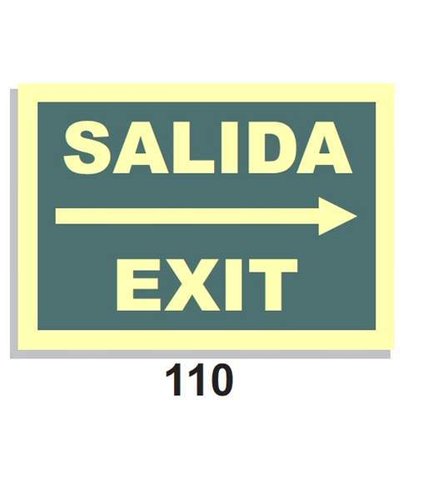 Señal Vías de Evacuación  110 Salida - Exit Flecha Derecha