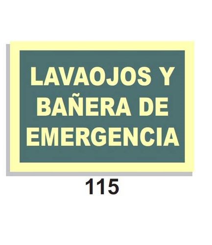 Señal Vías de Evacuación  115 Lavaojos y Bañera de Emergencia