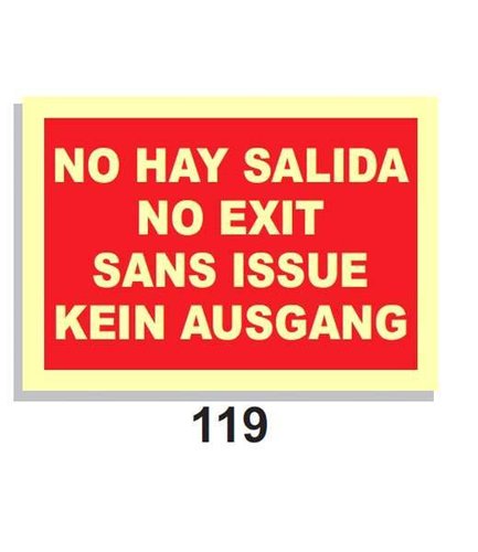 Señal Vías de Evacuación  119 No hay salida - No exit - Sans Issue - Kein Ausgang