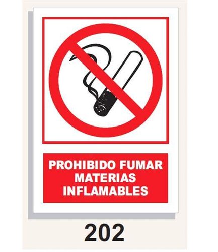 Señal Prohibición 202 Prohibido Fumar - Materiales Inflamables