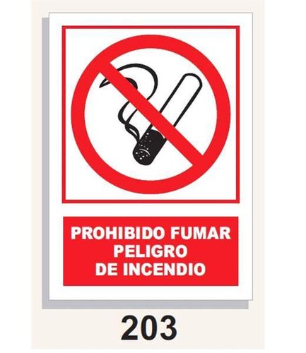 Señal Prohibición 203 Prohibido Fumar - Peligro de Incendio