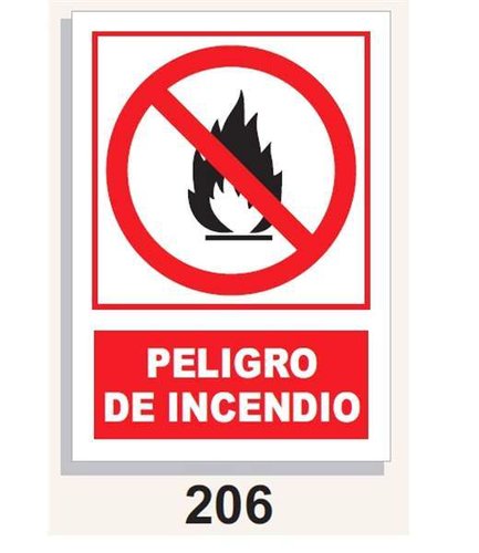 Señal Prohibición 206 Peligro de Incendio