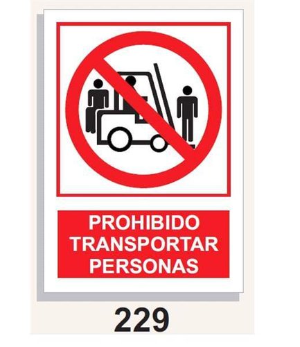 Señal Prohibición 229 Prohibido transportar personas