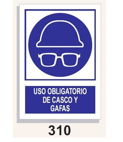 Señal Obligación 310 Uso Obligatorio de Casco y Gafas