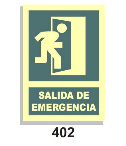 Señal Vías de Evacuación 402 Salida de emergencia puerta der.