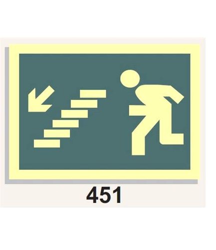 Señal Vías de Evacuación 451 Icono Escaleras de emergencia abajo izq.