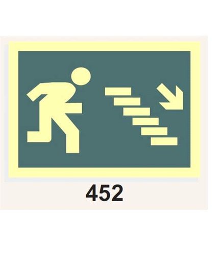 Señal Vías de Evacuación 452 Icono Escaleras de emergencia abajo Der.