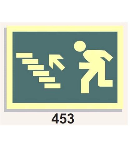 Señal Vías de Evacuación 453 Icono Escaleras de emergencia arriba izq.
