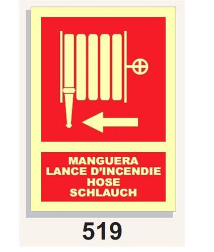 Señal Contraincendios 519 Manguera - Lance d´indendie - Hose - Schlauch Flecha izq.