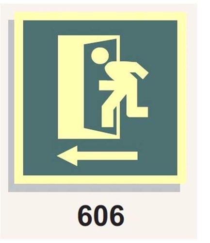 Señal Vías de Evacuación 606 icono puerta y flecha salida izquierda