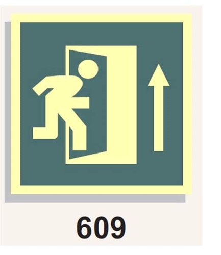 Señal Vías de Evacuación 609 icono puerta y flecha salida arriba