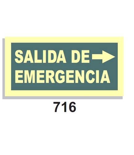 Señal Vías de Evacuación 716 Salida de emergencia flecha derecha