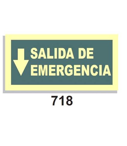 Señal Vías de Evacuación 718 Salida de emergencia flecha abajo