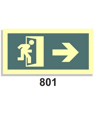 Señal Vías de Evacuación 801 Salida icono puerta y flecha der.
