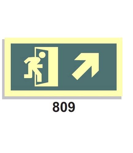 Señal Vías de Evacuación 809 Salida icono puerta izq. Escaleras arriba der.