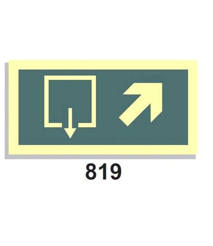 Señal Vías de Evacuación 819 Salida de socorro icono flecha y escaleras der.arriba